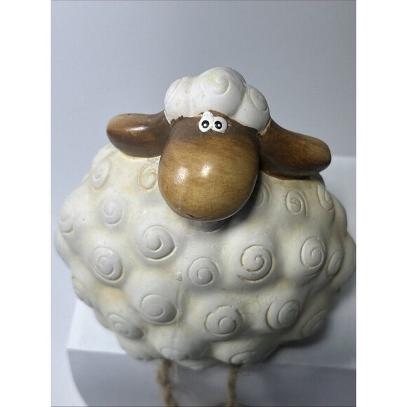 Ceramic Lamb Sheep Shelf Sitter Farm Country Decor 6” Sitting. Dangling Feet - Picture 8 of 8